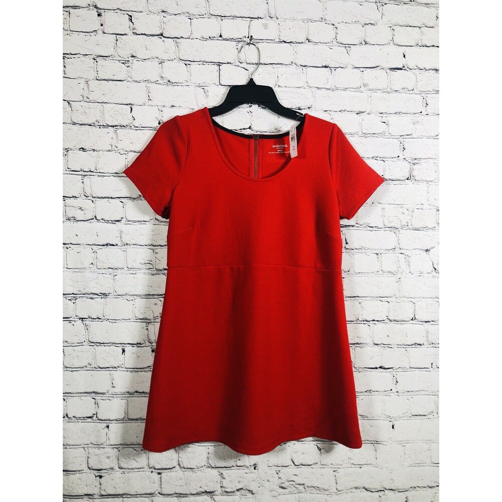 Motherhood Maternity Women's Empire Waist Textured Short Sleeve Red Top Size S